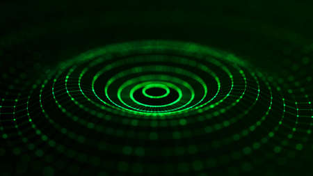 3D digital circular dynamic wave. technology waves. Seamless flow digital structure.の写真素材