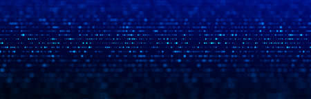 Abstract blue background with glowing dots. network connection structure. Geometric flow in...