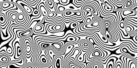 A stream of black and white stripes forming a wavy distortion effect.のイラスト素材