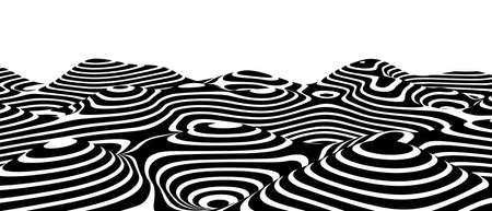 A stream of black and white stripes forming a wavy distortion effect.のイラスト素材