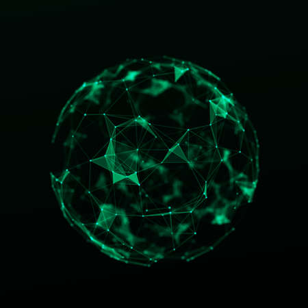 Sphere made up of points and lines. network connection structure. Big data visualization.の写真素材