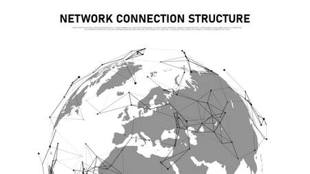 Connection to the global social network. Abstract futuristic map of the planet Earth on a white background.のイラスト素材