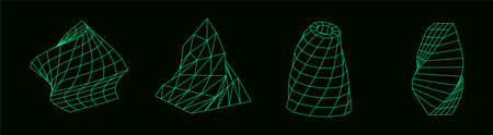 Wireframe digital geometric shapes set. A collection of miscellaneous objects for use in HUD design....