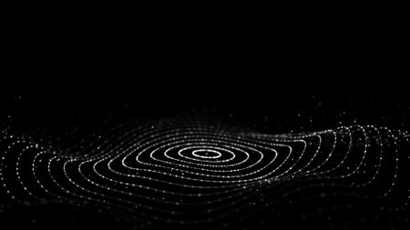 3D digital circular dynamic wave. technology waves. Seamless flow digital structure. Cyber technology background.の写真素材
