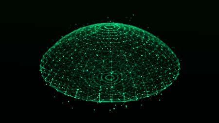 Futuristic digital shape from dots and lines. network connection structure. Big data visualization.