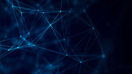 Abstract geometric background with connecting points and lines. Abstract blue digital background. network concept.の写真素材