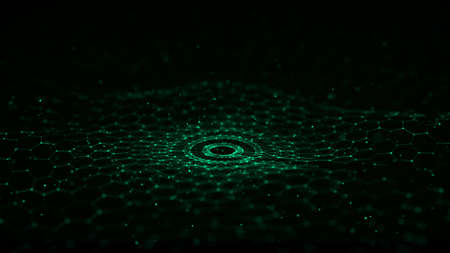 3D digital circular dynamic wave. technology smart wave. Flow digital structure. Cyber technology background.の写真素材