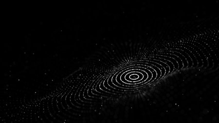 3D digital circular dynamic wave. technology smart wave. Flow digital structure. Cyber technology background.の写真素材