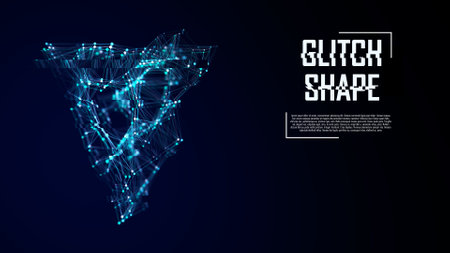 Futuristic 3d shape with glitch effect. data transfer failure. Retro futuristic concept. virtual...
