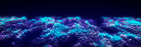 dynamic particle wave. Futuristic point wave. Flow digital structure. data technology background.