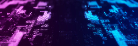 Futuristic double circuit board concept. progressive IT technologies. Digital data flow concept. Big...