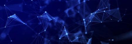 Abstract geometric background with connecting points and lines. Abstract blue digital background....