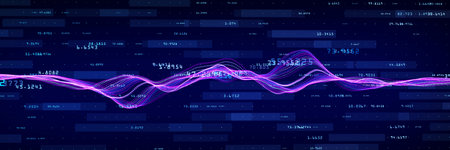 Futuristic blockchain technology wave. Dynamic transaction flow structure. Concept of cryptocurrency...