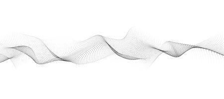 Abstract dynamic smooth wave. sound waves concept. Futuristic particle flow on a white background. digital impulse equalizer technology.のイラスト素材