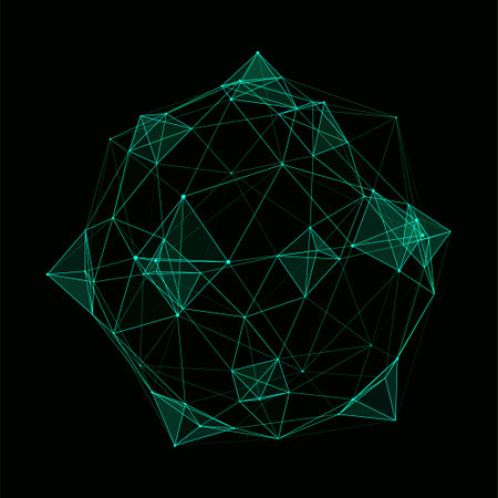 Futuristic sphere made up of points and lines. network connection structure. Big data visualization.のイラスト素材