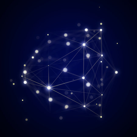 Futuristic digital shape from dots and lines. network connection structure. Big data visualization.