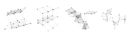 Set of shapes interpreted by artificial intelligence on white background. Network connection...