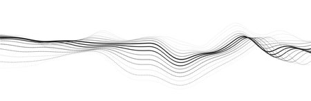 Abstract dynamic smooth wave. sound waves concept. Futuristic particle flow on a white background....