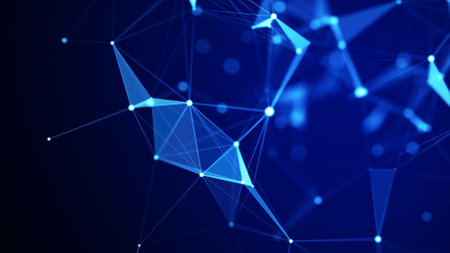 Abstract geometric background with connecting points and lines. Abstract blue digital background....