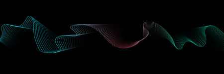 Abstract colorful gradient smooth wave on a black background. dynamic sound waves. design element....
