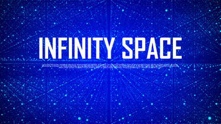 Futuristic infinite flow of scientific data on blue background. Network structure of an array of...