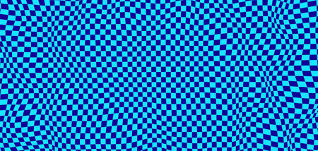 Wavy blue chess board. Chess board concept. wave distortion effect. vector illustration.のイラスト素材