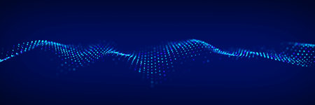 dynamic sound waves. Musical particle pulsing. Blue energy flow concept. 3D rendering.