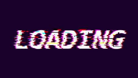 Title Loading with glitch effect. Digital screen glitch VHS effect. Hacking cybersecurity. 3d...