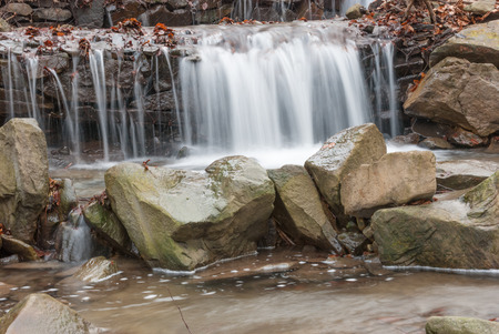 Water flowing over rocks in mountain stream