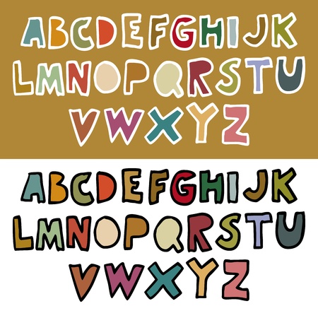 Doodle retro alphabet in vectorのイラスト素材