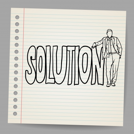 Businessman with word solutionのイラスト素材