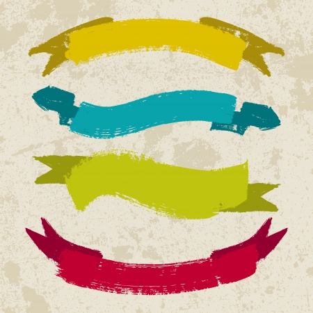 Set of grunge ribbons, Retro bannersのイラスト素材