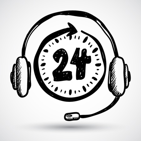 Support - around the clock or 24 hoursのイラスト素材