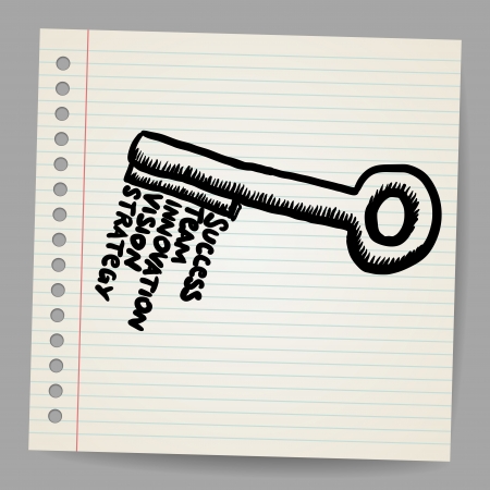 A key with words, business doodle conceptのイラスト素材