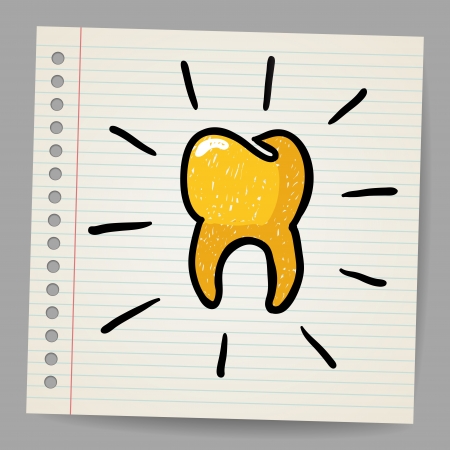 Gold tooth doodle illustrationのイラスト素材