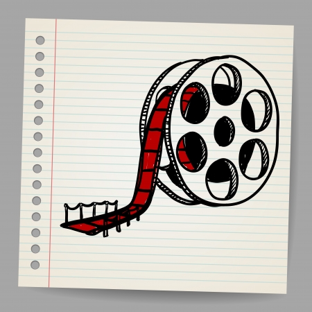 Cinema film roll and red carpet illustrationのイラスト素材