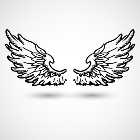Angel wings  Doodle styleのイラスト素材