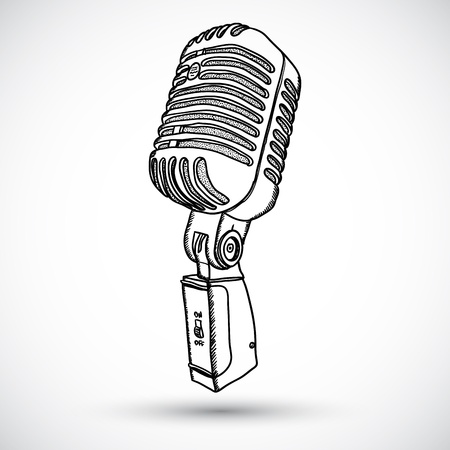 Microphone in doodle styleのイラスト素材