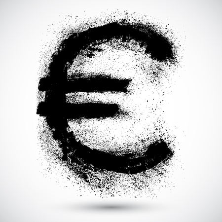Grunge shape of the European Union currency, Euro のイラスト素材