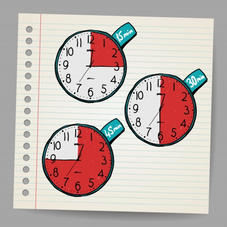 Red vector doodle timersのイラスト素材