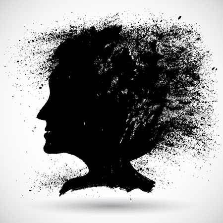 Soft woman silhouette in grunge styleのイラスト素材