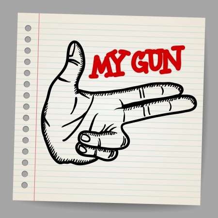 Cartoon gun two fingers signのイラスト素材