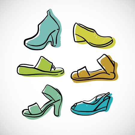 Woman s shoes, vector sketchのイラスト素材