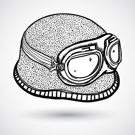 Retro motorcycle helmet and gogglesのイラスト素材