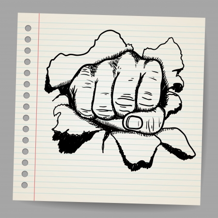 Scribble style illustration of a strong fist symbolのイラスト素材
