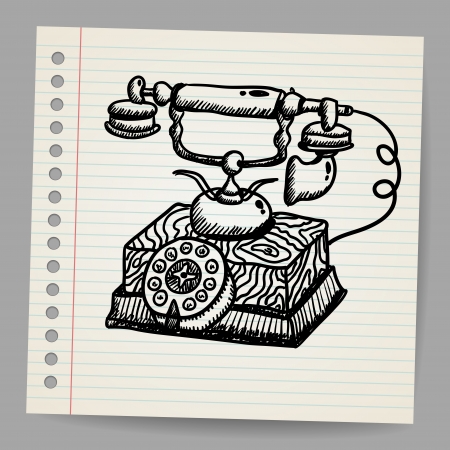 Doodle vintage phoneのイラスト素材