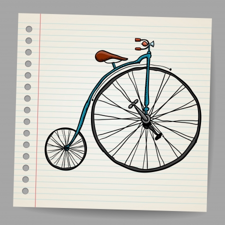 Doodle old bicycle illustrationのイラスト素材
