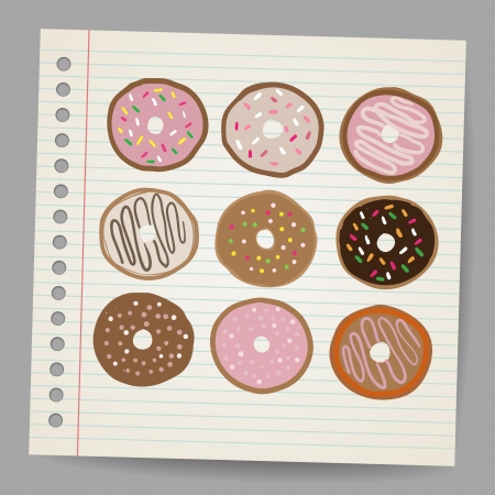 Doodle style donut or doughnut illustration のイラスト素材
