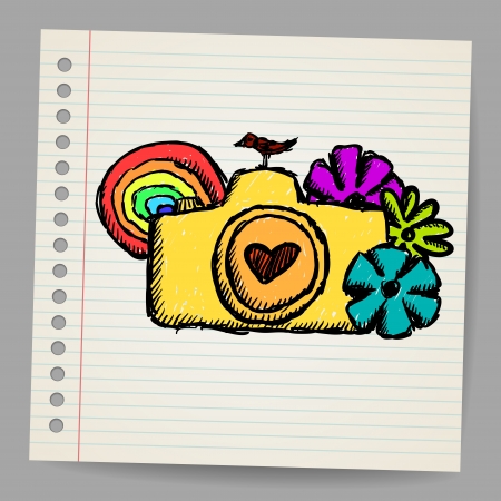 Hand drawn doodle digital camera illustrationのイラスト素材