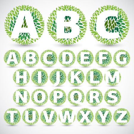 Green Leaves font illustration のイラスト素材
